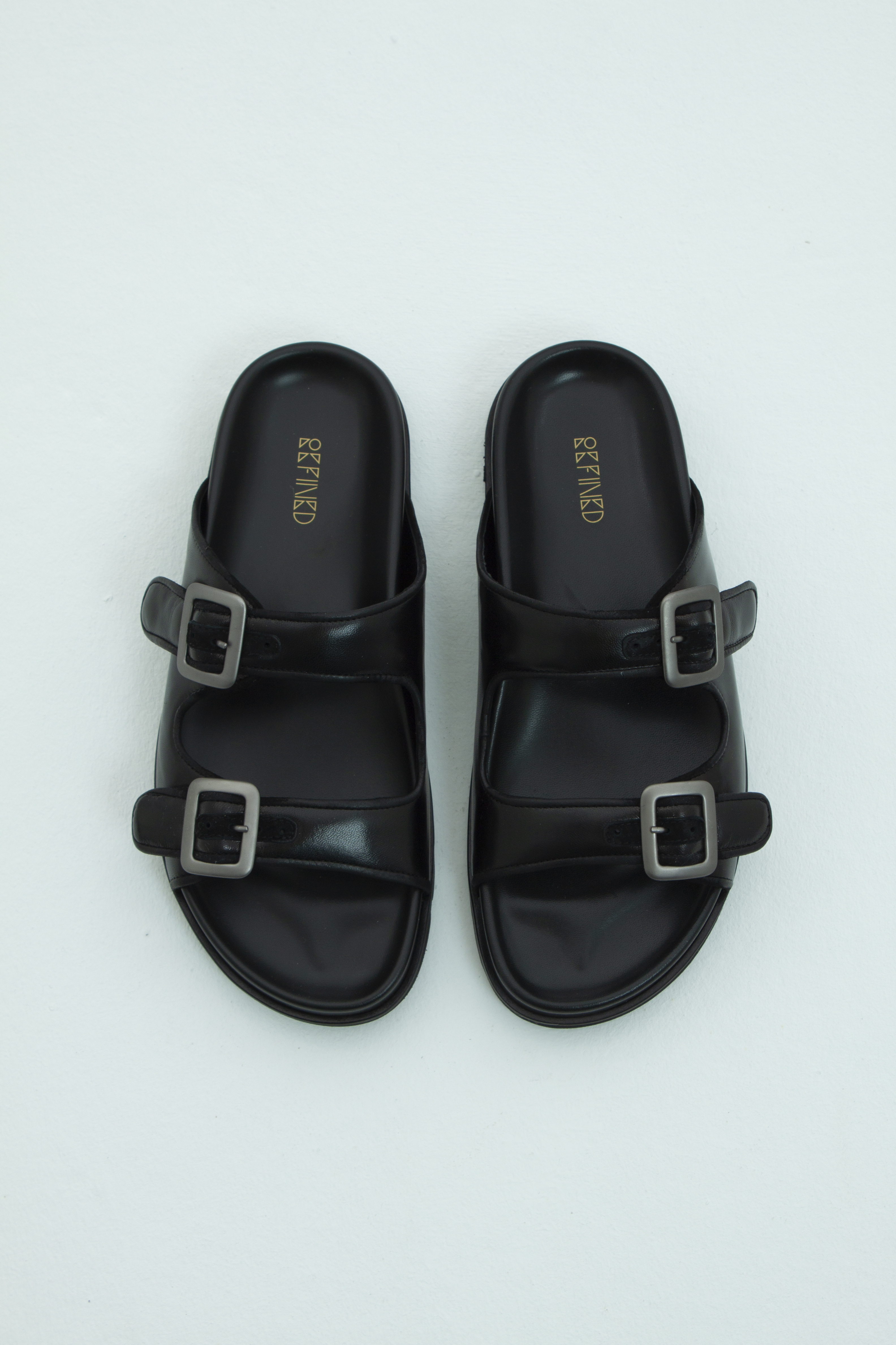 Cандалии с двойными ремешками с пряжками черная кожа, фото 1