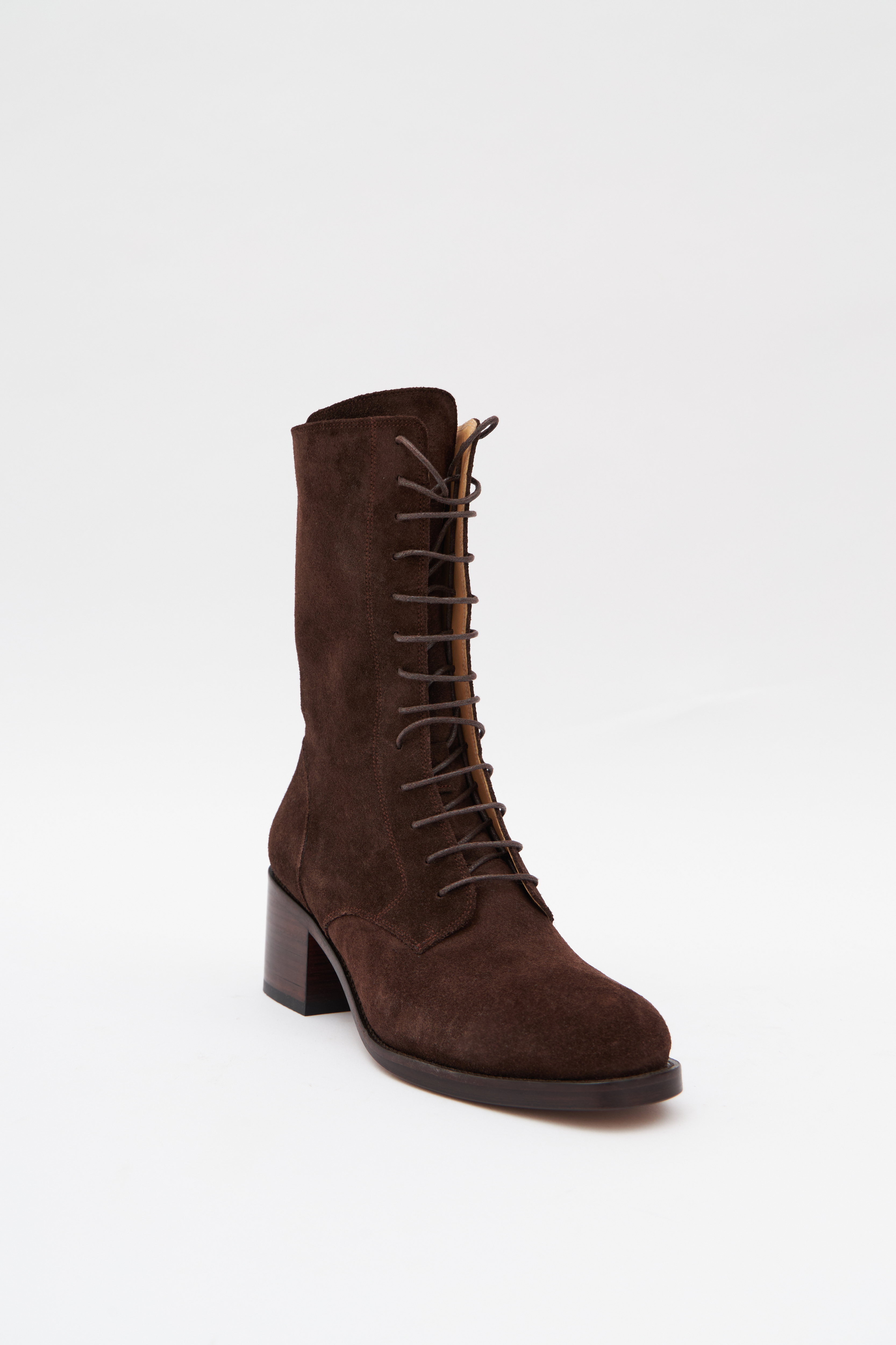 Ботинки высокие на шнуровке шоколадного цвета (замша), фото 1