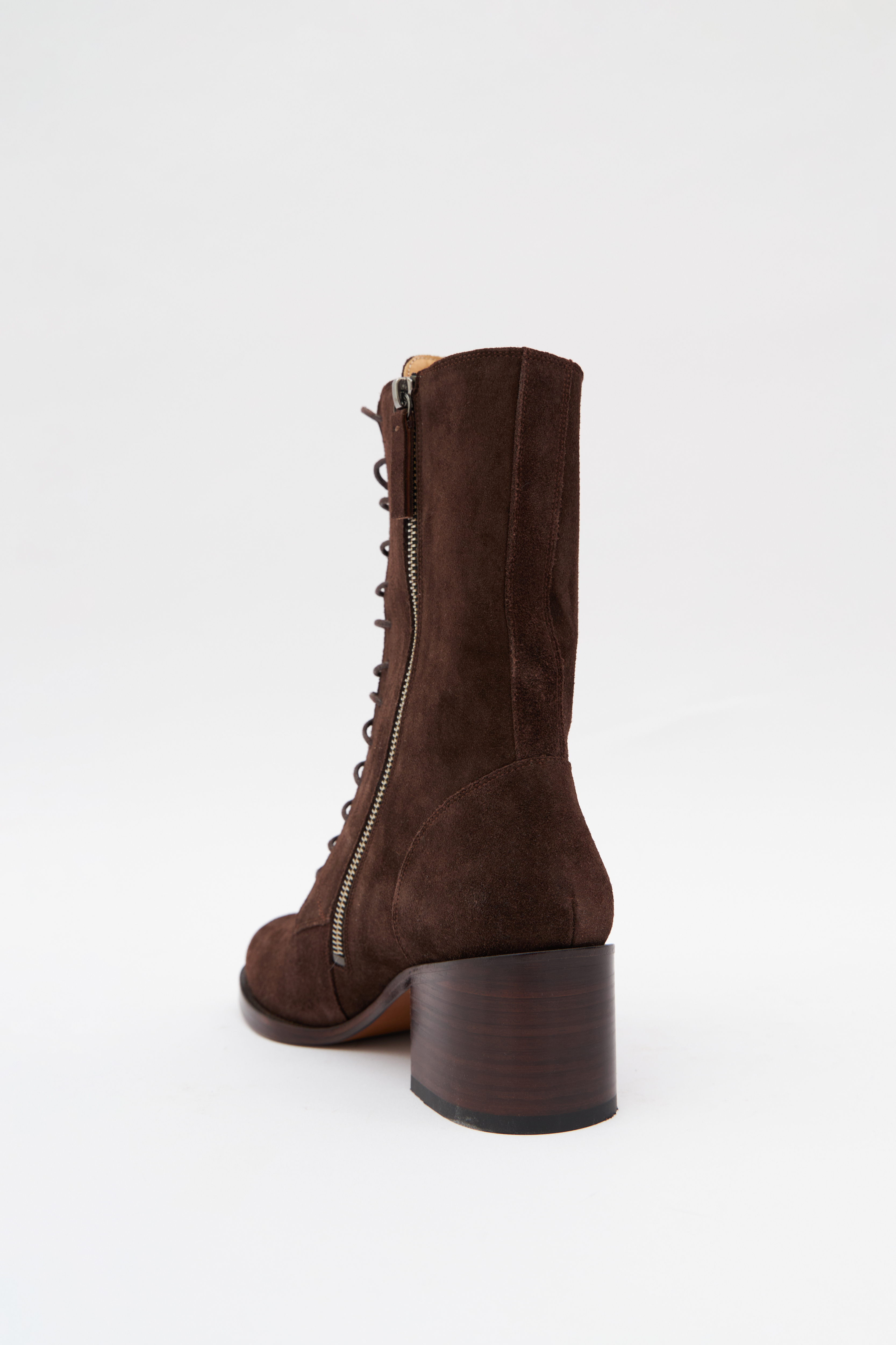 Ботинки высокие на шнуровке шоколадного цвета (замша), фото 2