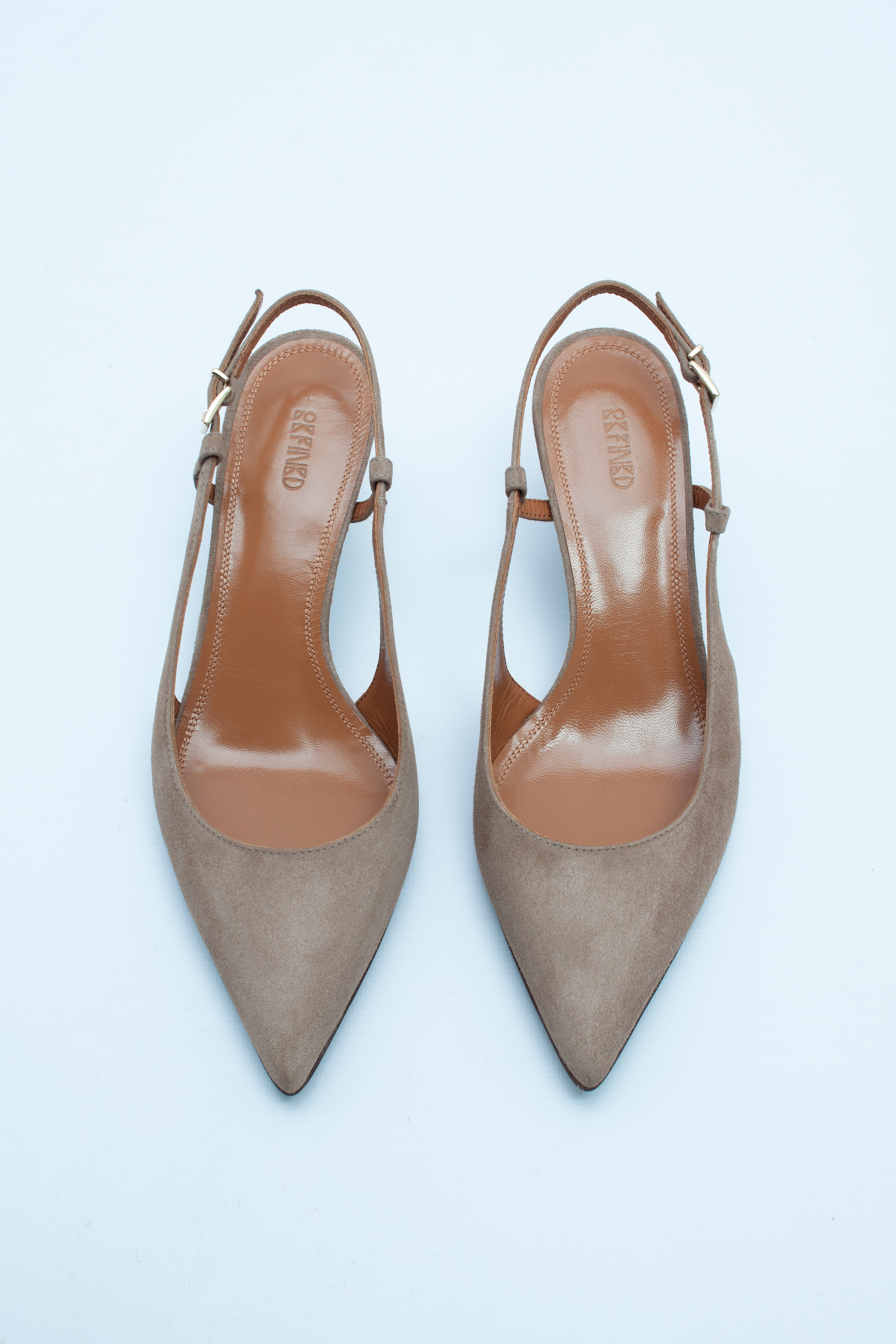 Туфли с острым носом на низком каблуке коричнево-серая замша, photo 1