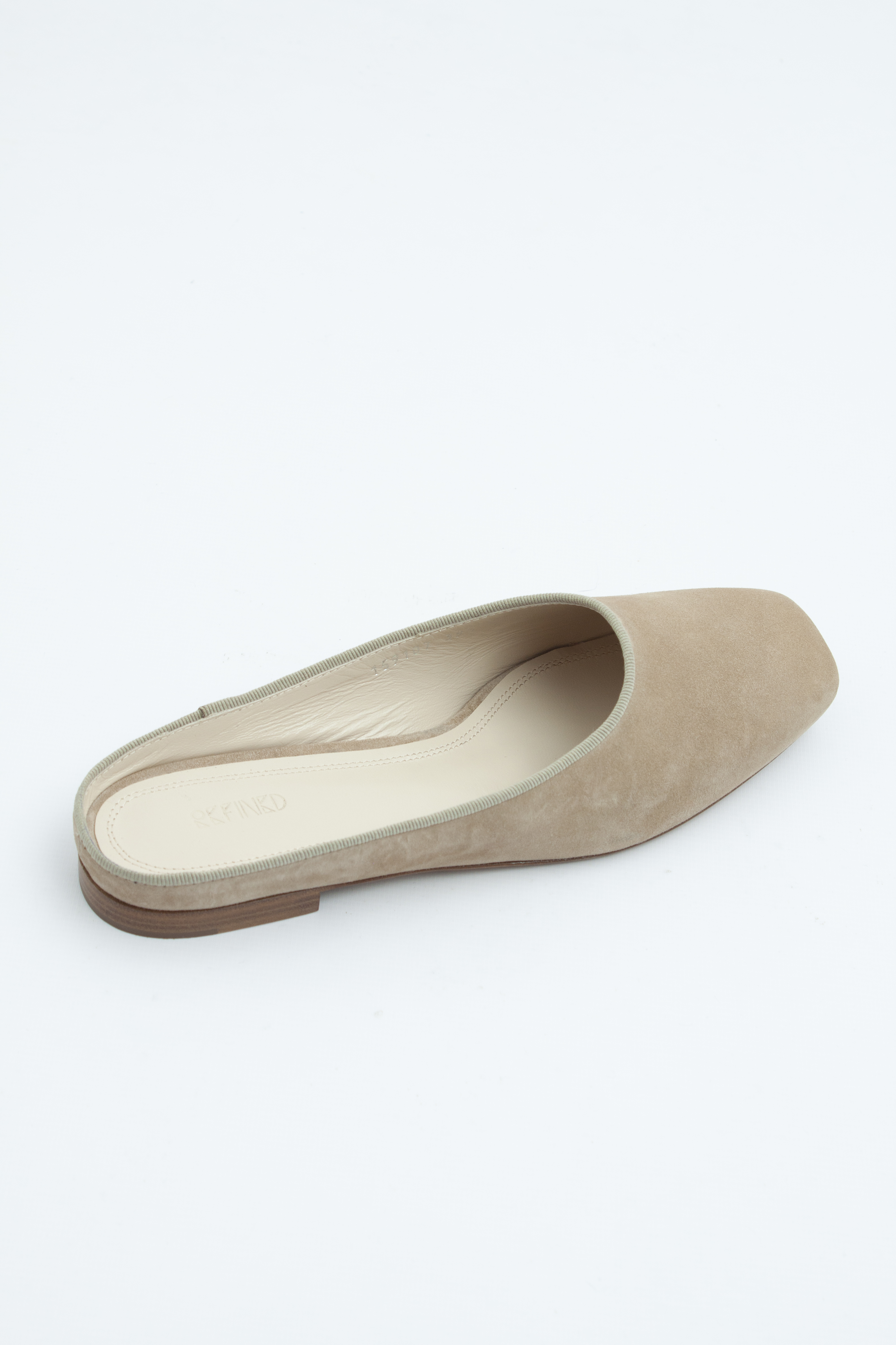 Мюли с квадратным носом с кантом бежевая замша, photo 2