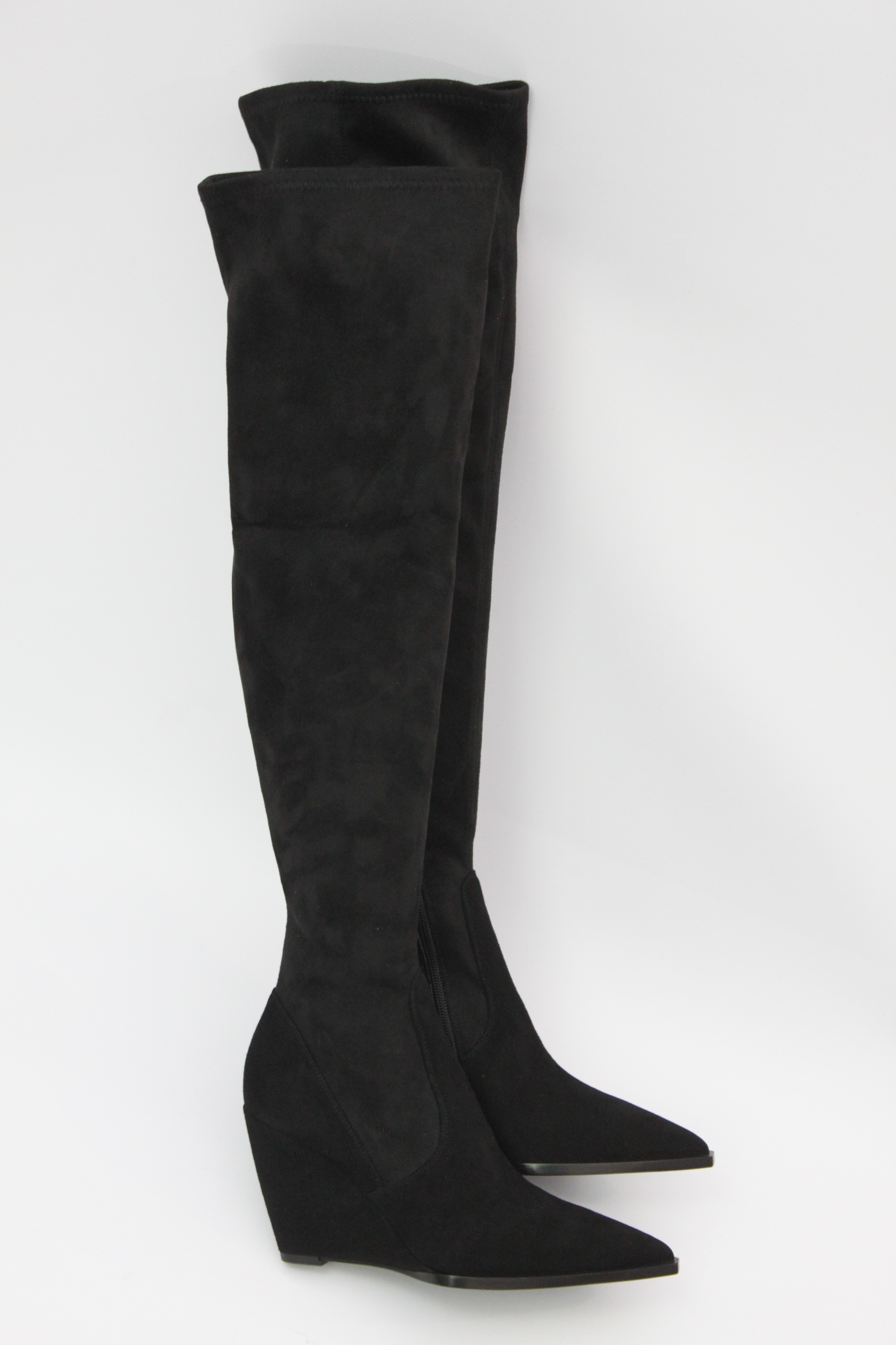 Ботильоны стрейч на танкетке черная замша, фото 1