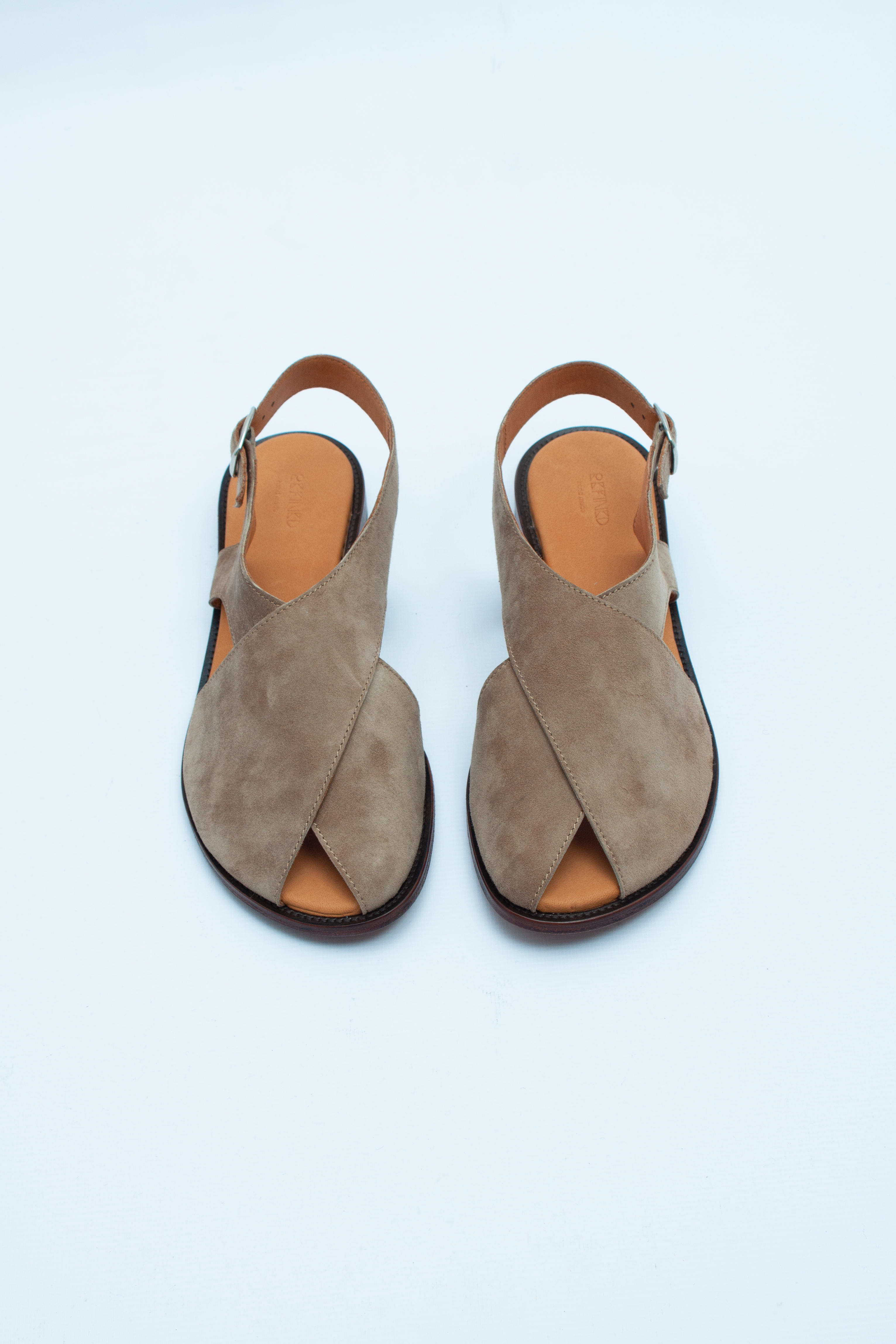 Cандалии с запахом бежевая замша, фото 1