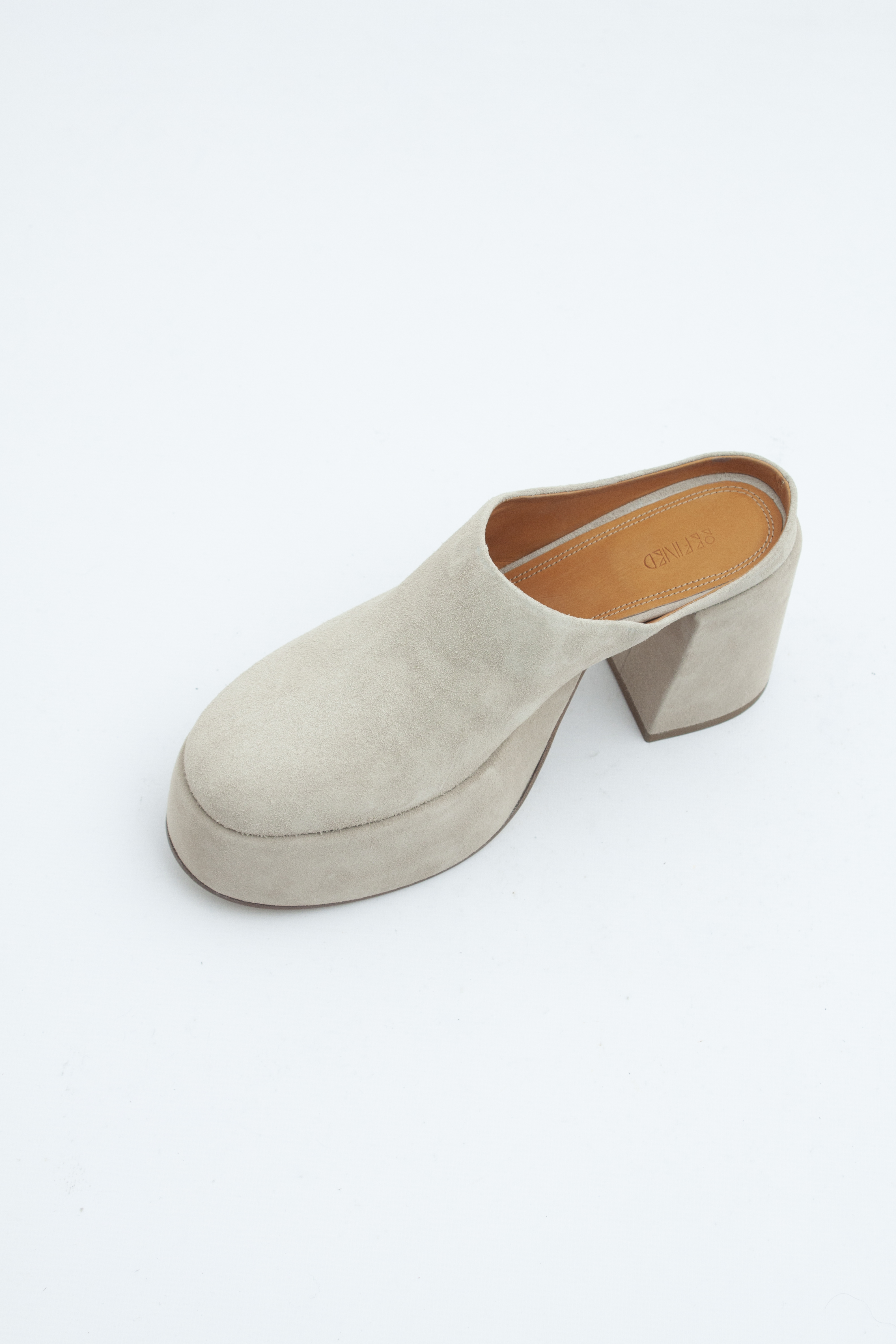 Сабо из серо-бежевой замши, photo 2