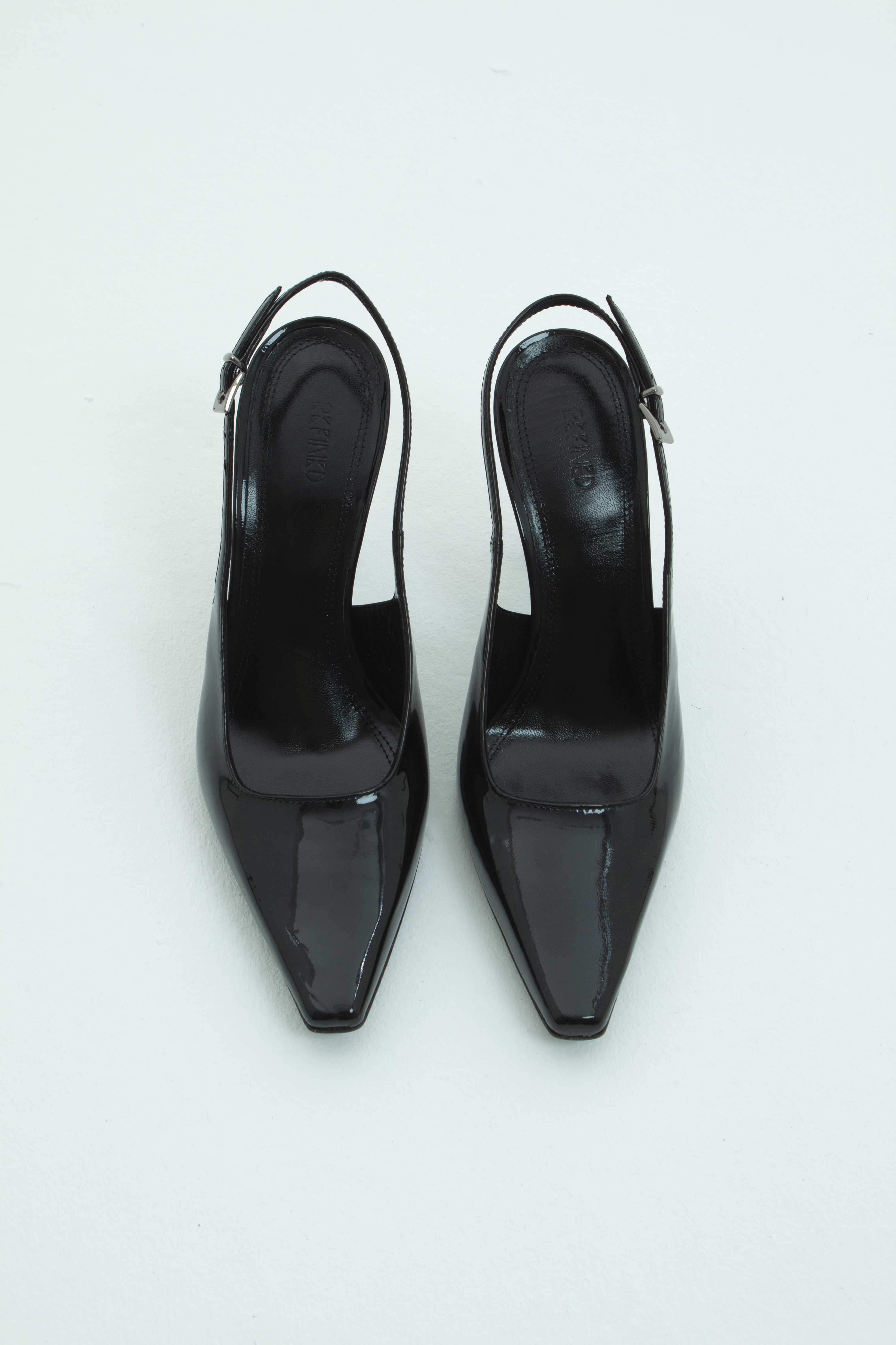 Туфли с квадратным носом на высоком каблуке черный лак , фото 1