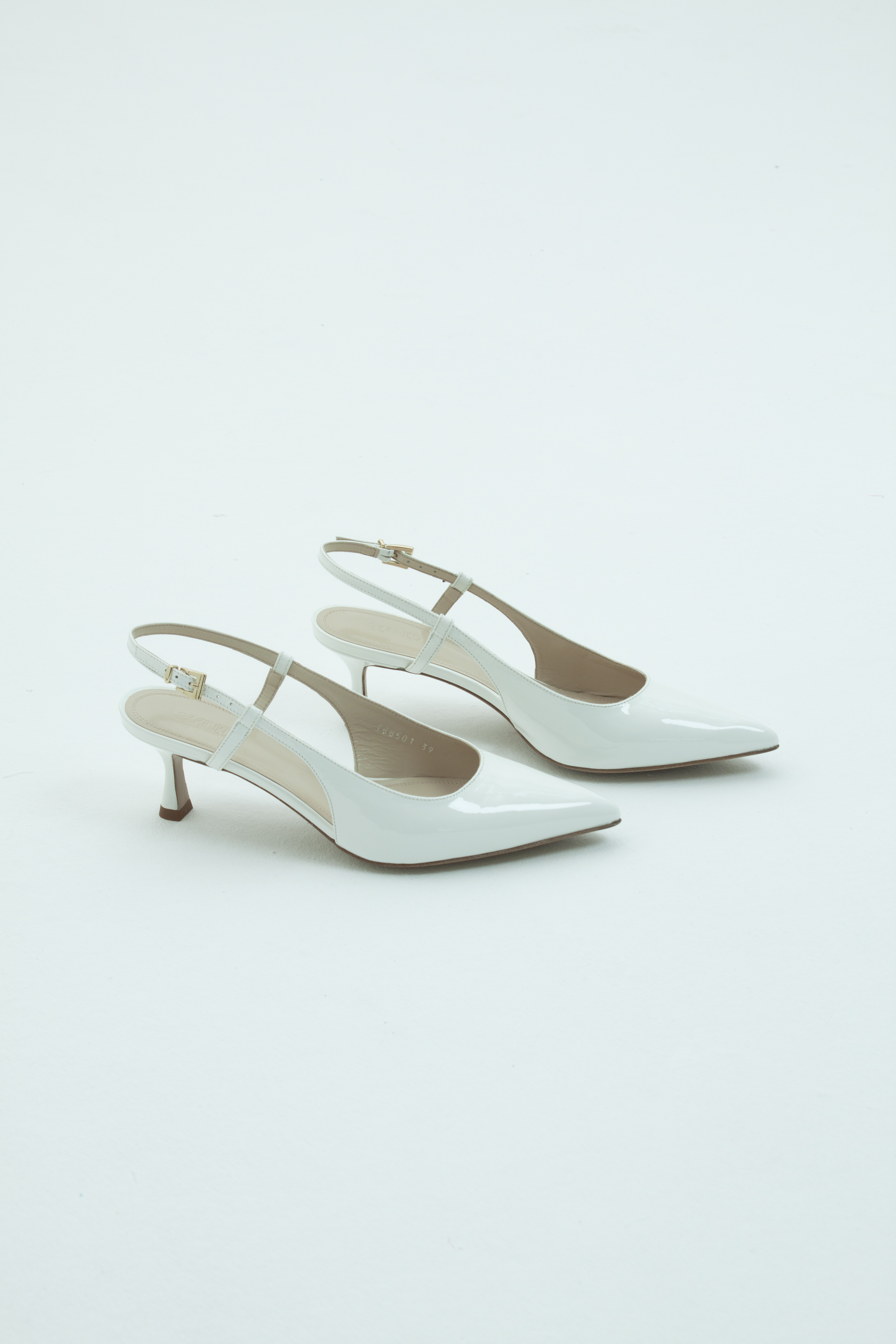 Туфли с острым носом на низком каблуке белый лак, photo 2