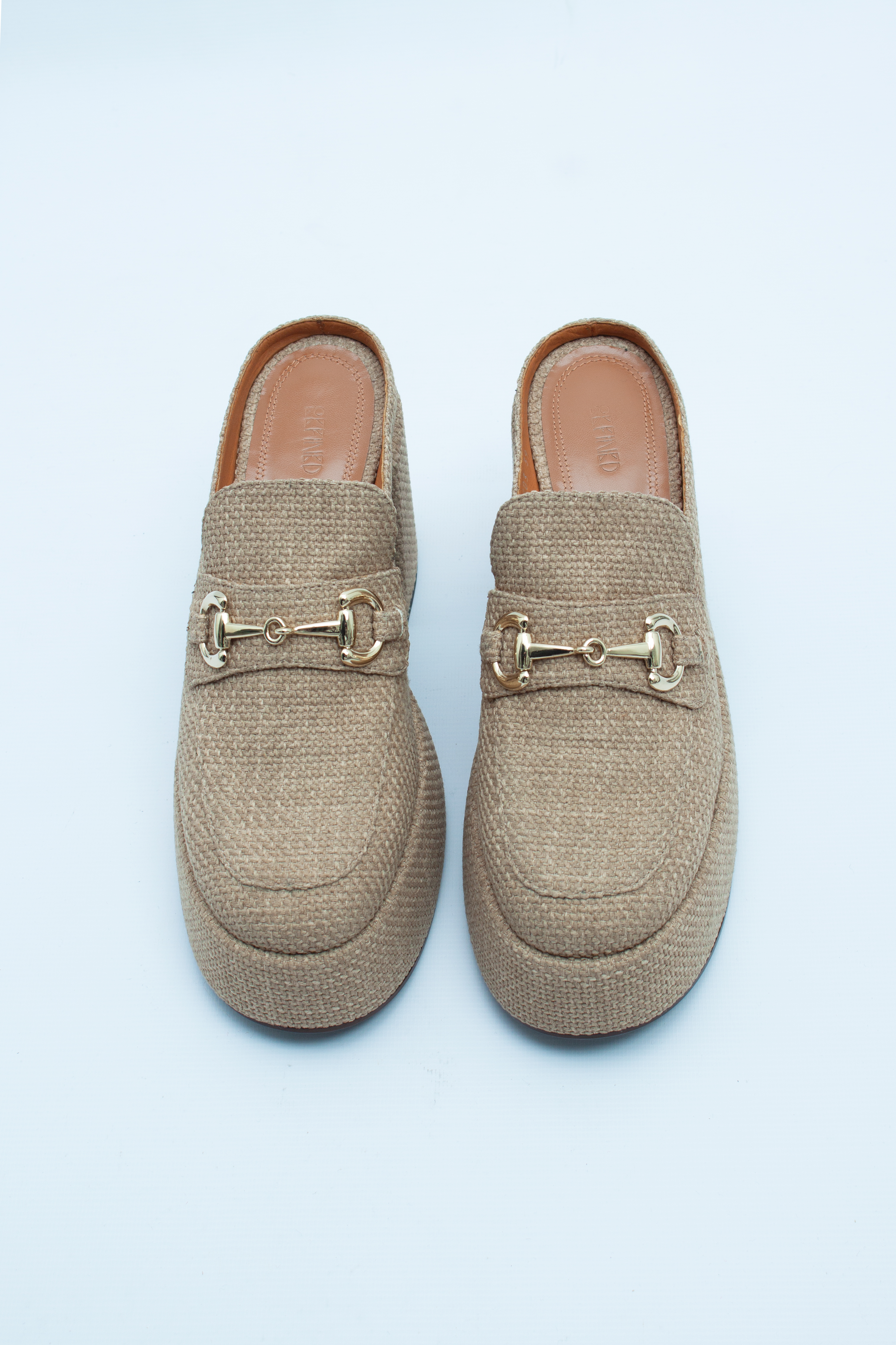 Сабо на платформе с открытой пяткой бежевая рогожка , photo 1