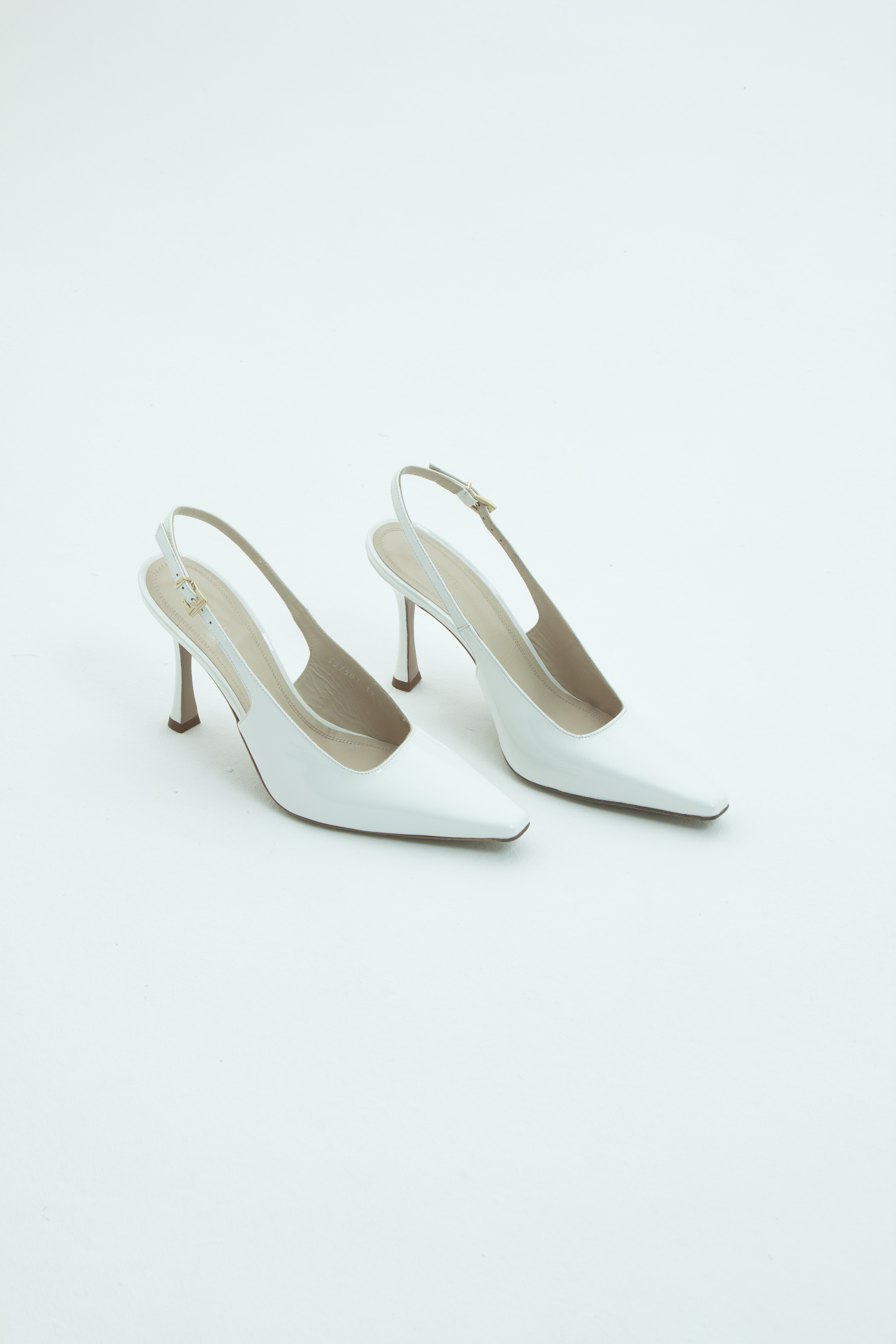 Туфли с квадратным носом на высоком каблуке белый лак , photo 2