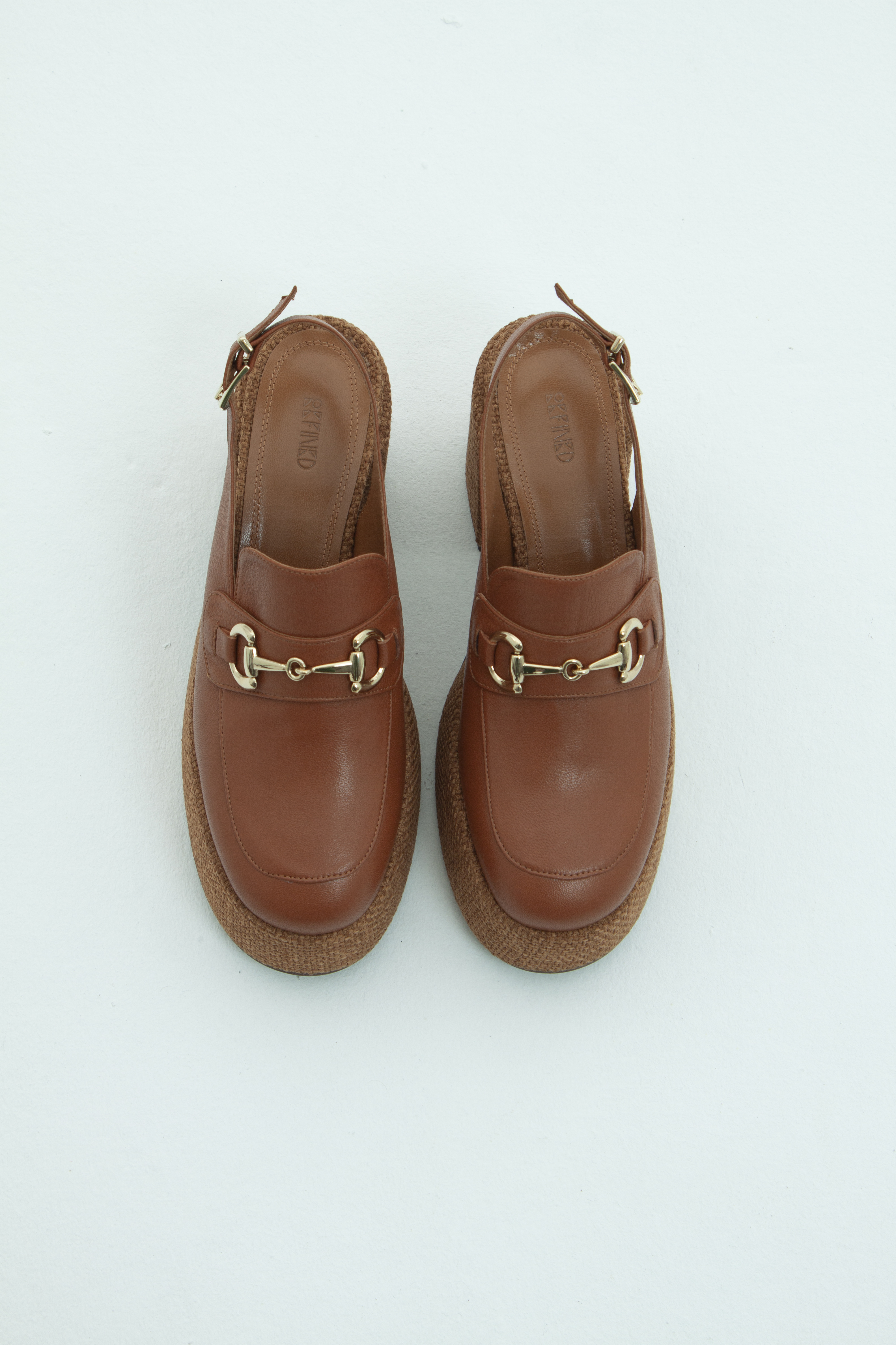 Сабо на платформе с ремешком коричневая рогожка, фото 1